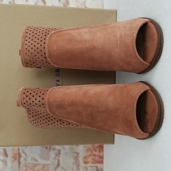 New Lucky Brand Lakmeh Peep Toe Booties - Picture 2 of 11